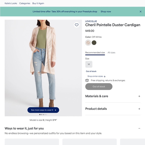 Love Ellie Cheril Pointelle Duster Cardigan - Picture 4 of 4